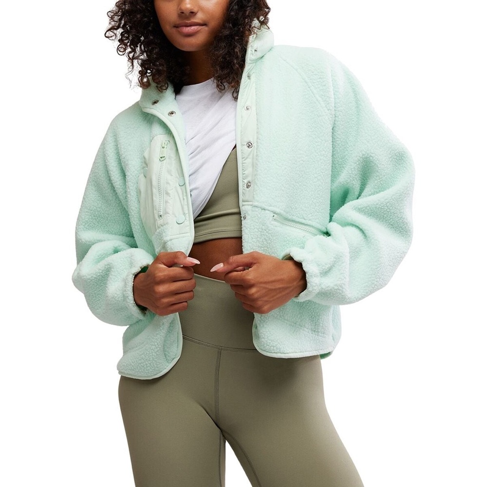 Free People FP Movement Hit The Slopes Fleece Jacket $148 Pistachio Mint size - Picture 8 of 16